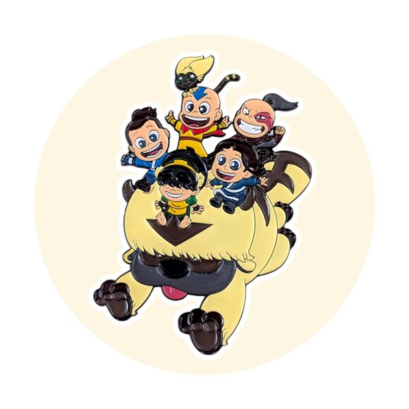 Avatar the Last Airbender Enamel Jumbo Pin: Chibi Aang and Appa with Friends - Picture 1 of 4